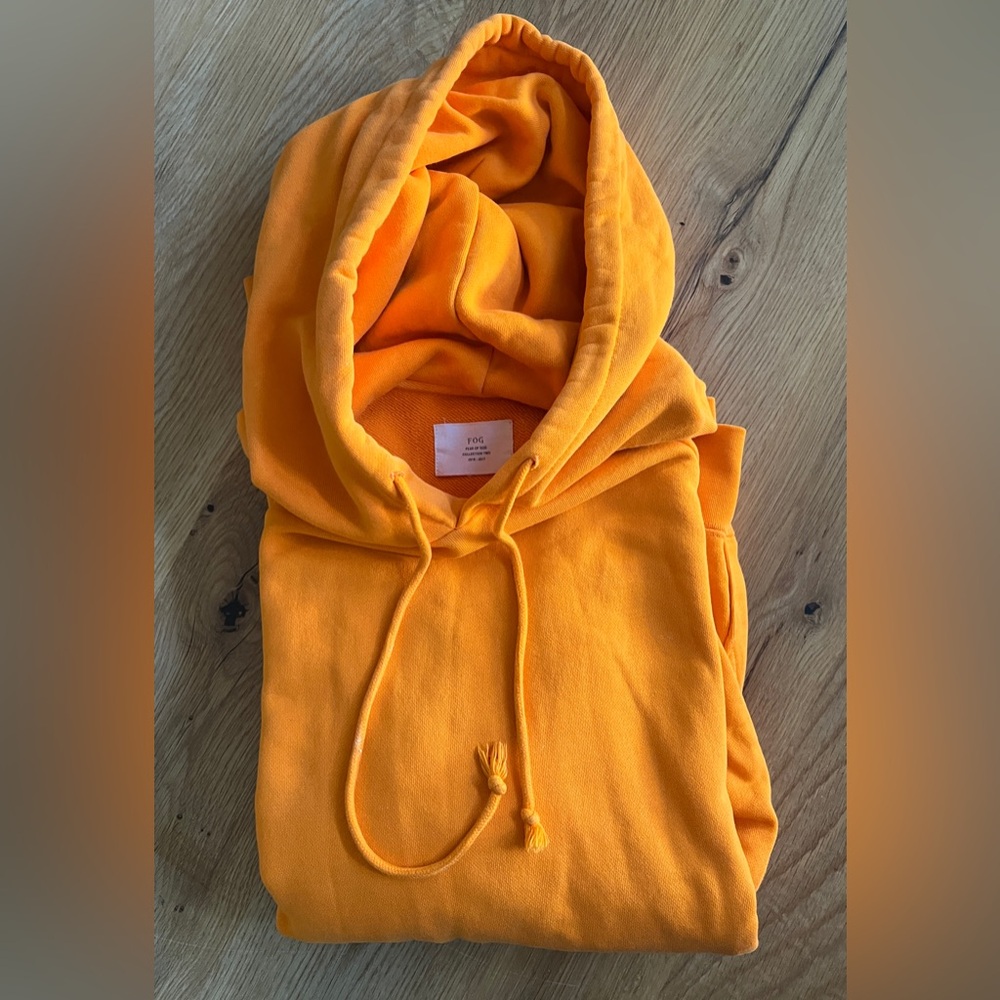 FEAR OF GOD COLLECTION TWO 2016-2017 ORANGE HOODIE SWEATSHIRT, SIZE L.